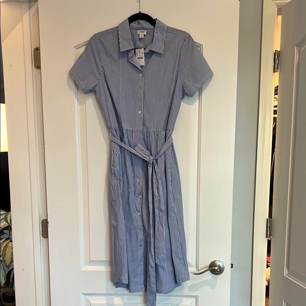 I.Crew Factory Blue Striped Shirt Dress